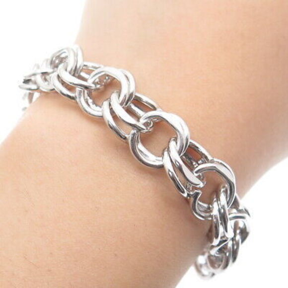 925 Sterling Silver Antique Art Deco Bismark Link Bracelet...